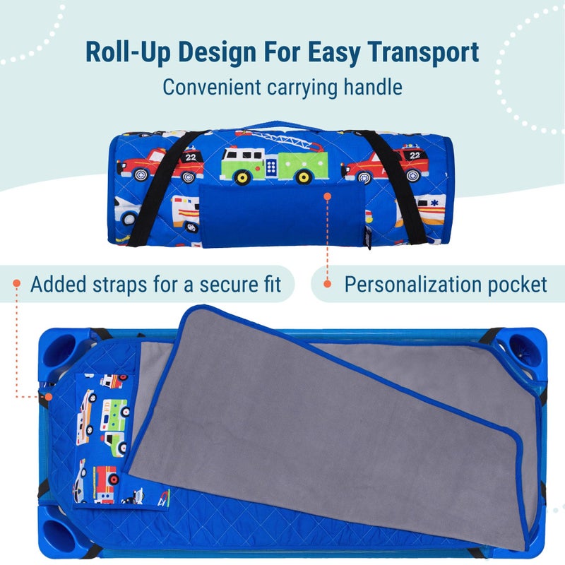 Wildkin Modern Kids Nap Mat â€“ Soft Cotton Blend with Pillow & Elastic Straps for School & Travel - Heroes - Image 5